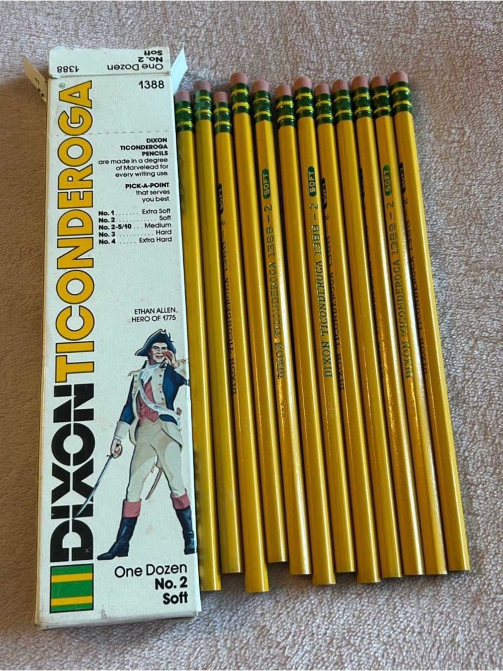 Dixon Ticonderoga 1388 one dozen no. 2 soft pencils vintage opened, new in box